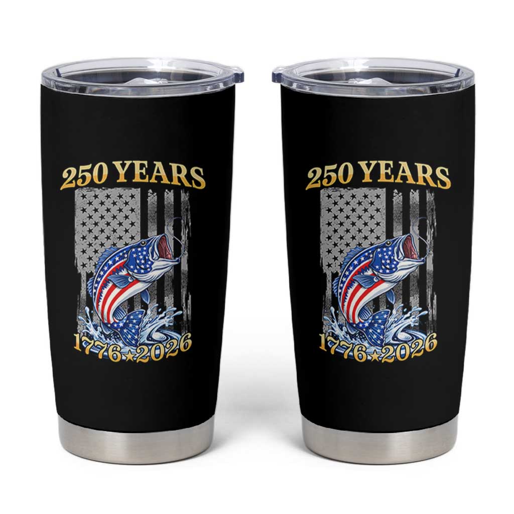 America 250th Fishing Tumbler Cup Patriotic Fisherman American Flag