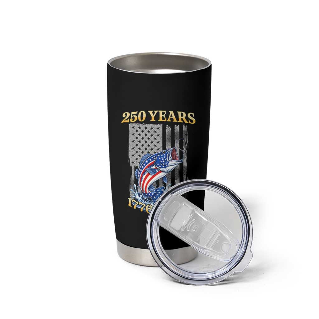 America 250th Fishing Tumbler Cup Patriotic Fisherman American Flag