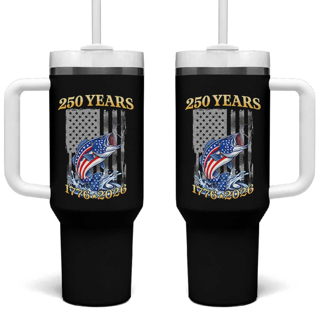 America 250th Fishing Tumbler With Handle Patriotic Fisherman American Flag