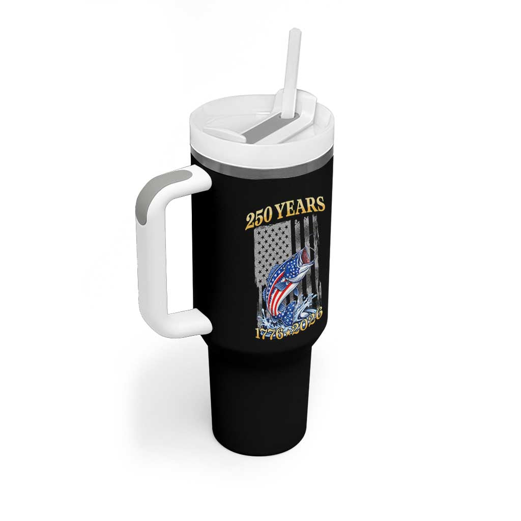 America 250th Fishing Tumbler With Handle Patriotic Fisherman American Flag