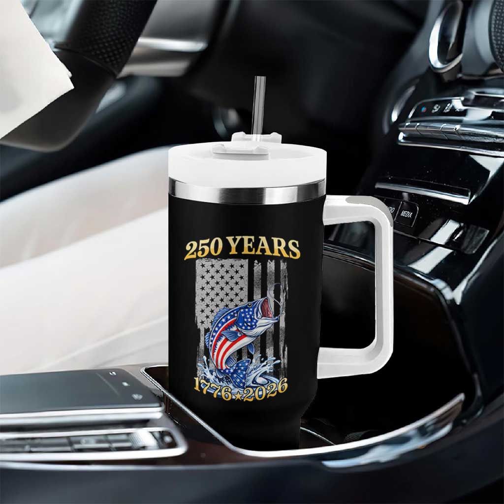 America 250th Fishing Tumbler With Handle Patriotic Fisherman American Flag