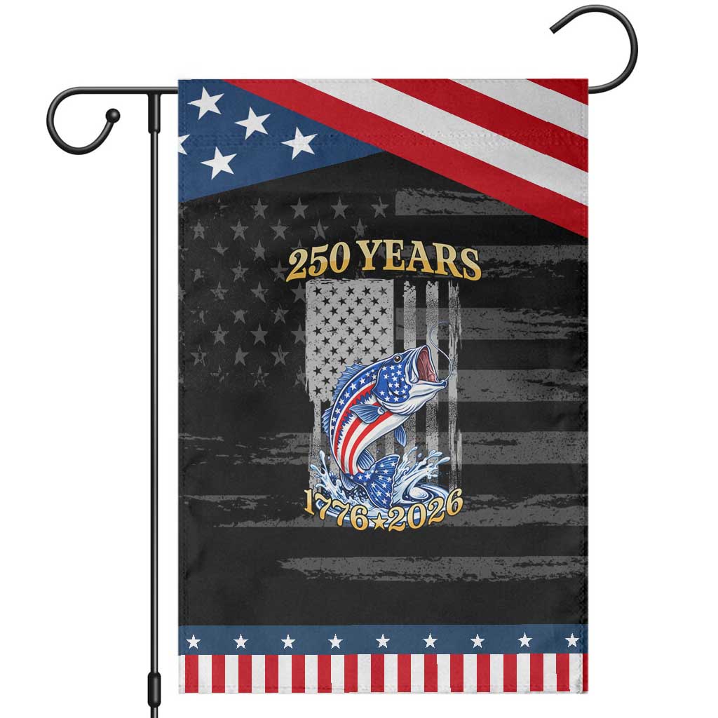 America 250th Fishing Patriotic Garden Flag Patriotic Fisherman American Flag