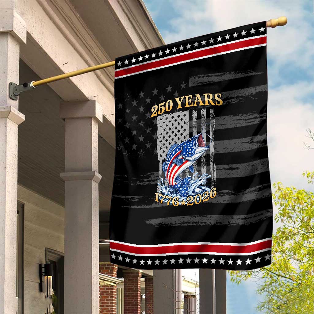 America 250th Fishing Patriotic Garden Flag Patriotic Fisherman American Flag