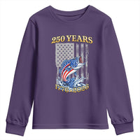 America 250th Fishing Youth Sweatshirt Patriotic Fisherman American Flag
