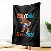 Bigfoot America 250 Throw Blanket Funny Sasquatch American Flag Fireworks Fourth of July