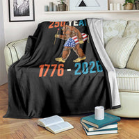 Bigfoot America 250 Throw Blanket Funny Sasquatch American Flag Fireworks Fourth of July