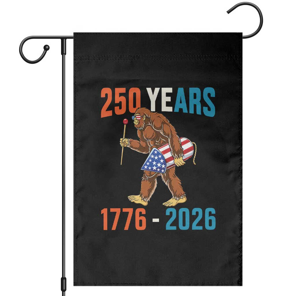 Bigfoot America 250 Garden Flag Funny Sasquatch American Flag Fireworks Fourth of July