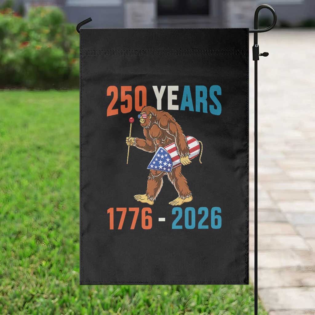 Bigfoot America 250 Garden Flag Funny Sasquatch American Flag Fireworks Fourth of July