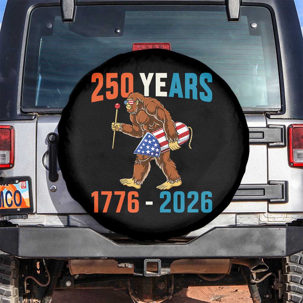 Bigfoot America 250 Spare Tire Cover Funny Sasquatch American Flag Fireworks Fourth of July