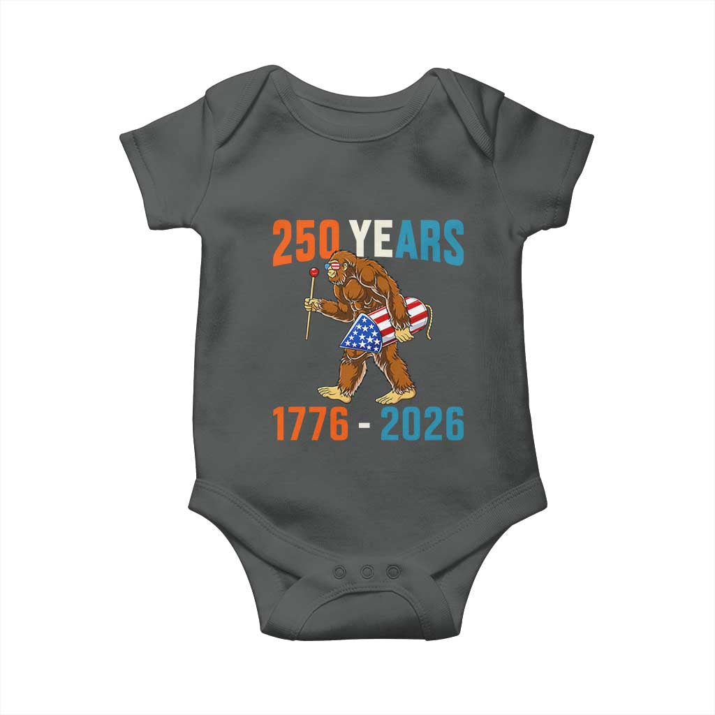 Bigfoot America 250 Baby Onesie Funny Sasquatch American Flag Fireworks Fourth of July