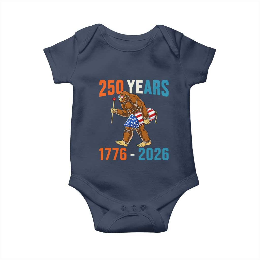 Bigfoot America 250 Baby Onesie Funny Sasquatch American Flag Fireworks Fourth of July
