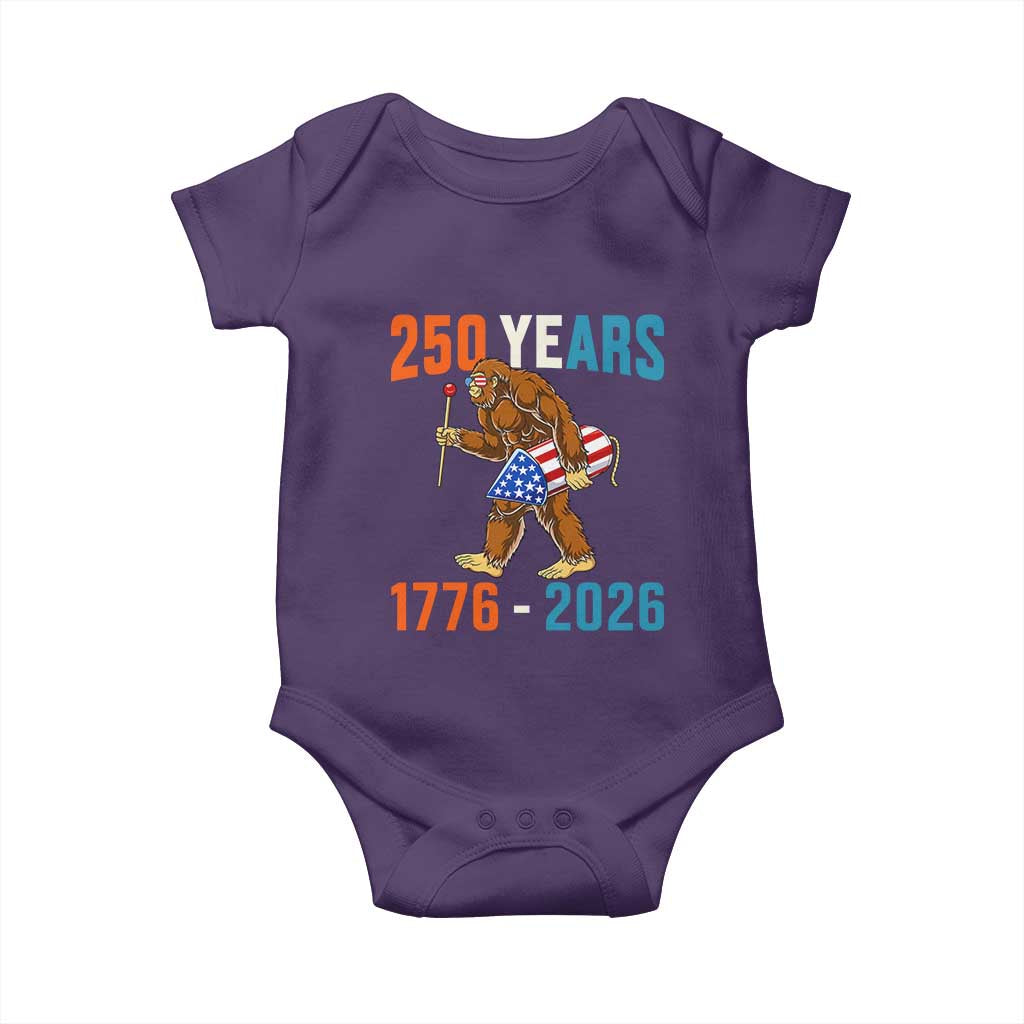 Bigfoot America 250 Baby Onesie Funny Sasquatch American Flag Fireworks Fourth of July