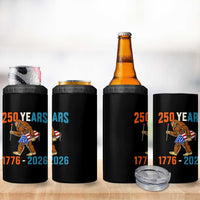 Bigfoot America 250 4 in 1 Can Cooler Tumbler Funny Sasquatch American Flag Fireworks Fourth of July