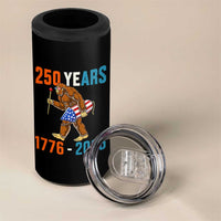 Bigfoot America 250 4 in 1 Can Cooler Tumbler Funny Sasquatch American Flag Fireworks Fourth of July