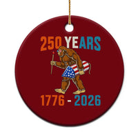 Bigfoot America 250 Ceramic Ornament Funny Sasquatch American Flag Fireworks Fourth of July