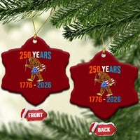 Bigfoot America 250 Ceramic Ornament Funny Sasquatch American Flag Fireworks Fourth of July