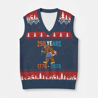 Bigfoot America 250 V-Neck Knit Sweater Vest Funny Sasquatch American Flag Fireworks Fourth of July