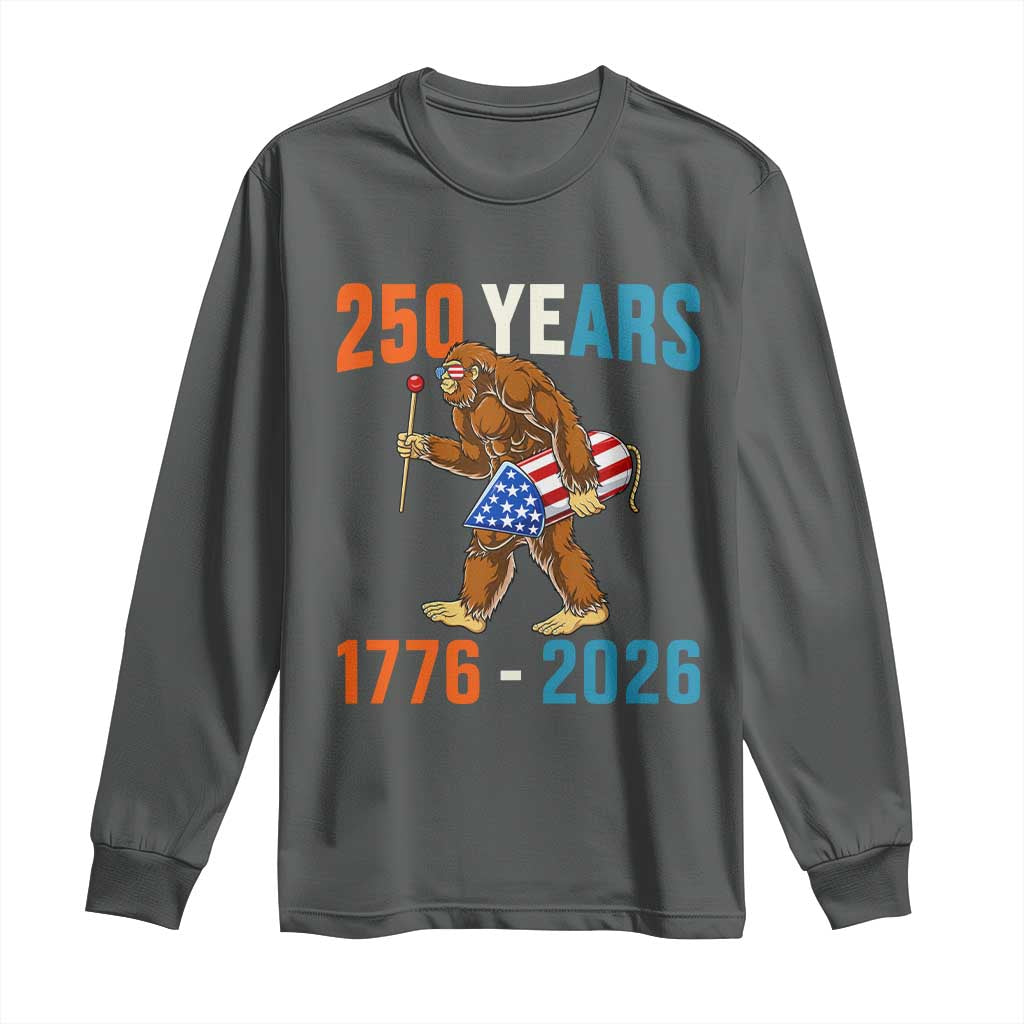 Bigfoot America 250 Long Sleeve Shirt Funny Sasquatch American Flag Fireworks Fourth of July