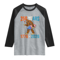 Bigfoot America 250 Raglan Shirt Funny Sasquatch American Flag Fireworks Fourth of July