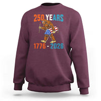 Bigfoot America 250 Sweatshirt Funny Sasquatch American Flag Fireworks Fourth of July
