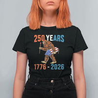 Bigfoot America 250 T Shirt For Women Funny Sasquatch American Flag Fireworks Fourth of July