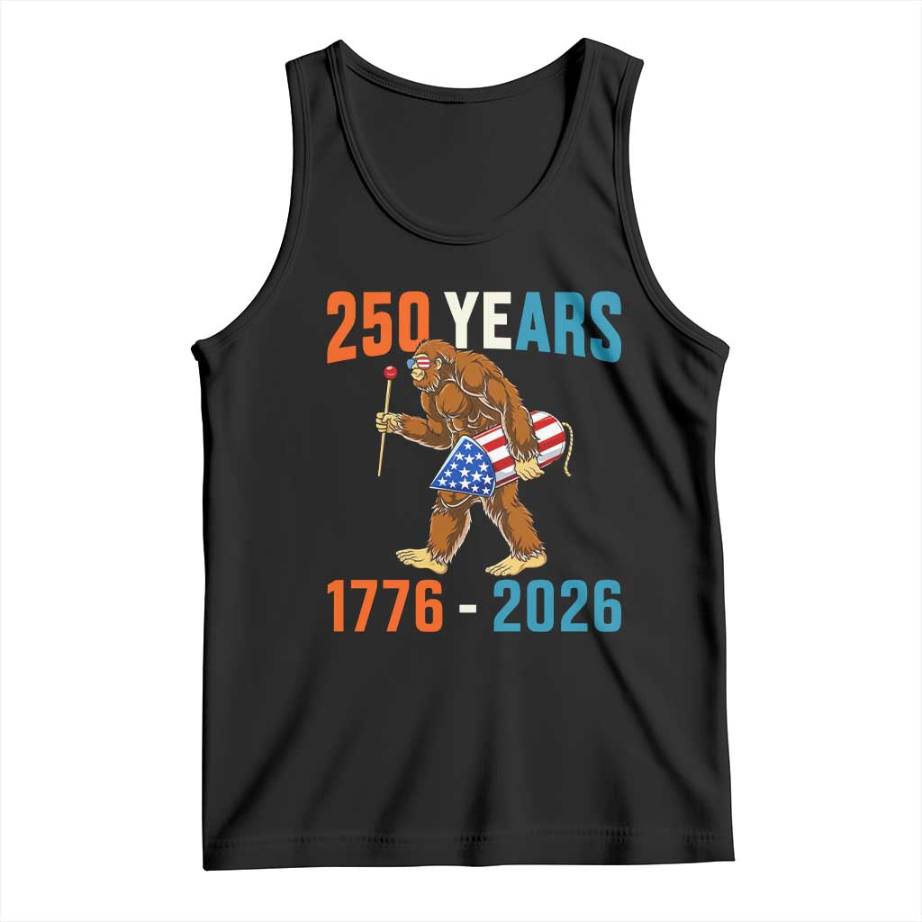 Bigfoot America 250 Tank Top Funny Sasquatch American Flag Fireworks Fourth of July