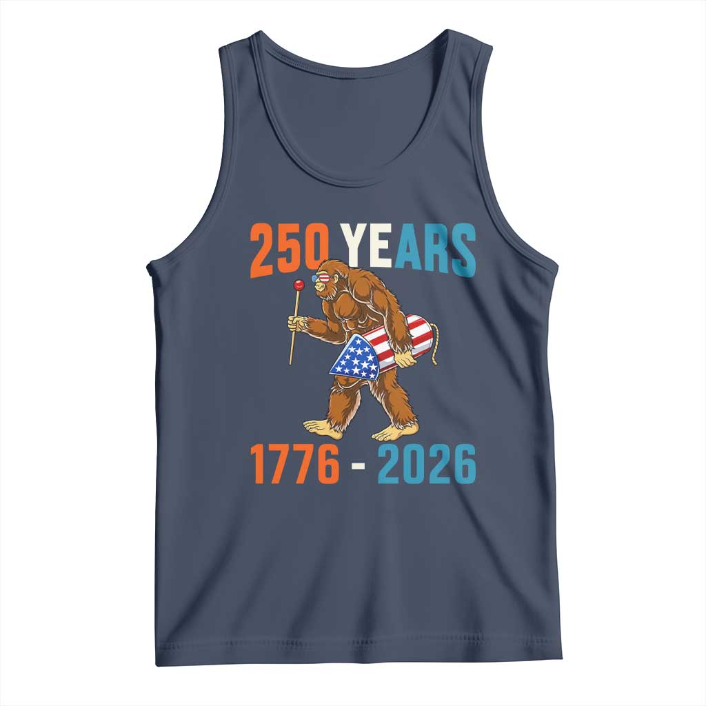 Bigfoot America 250 Tank Top Funny Sasquatch American Flag Fireworks Fourth of July