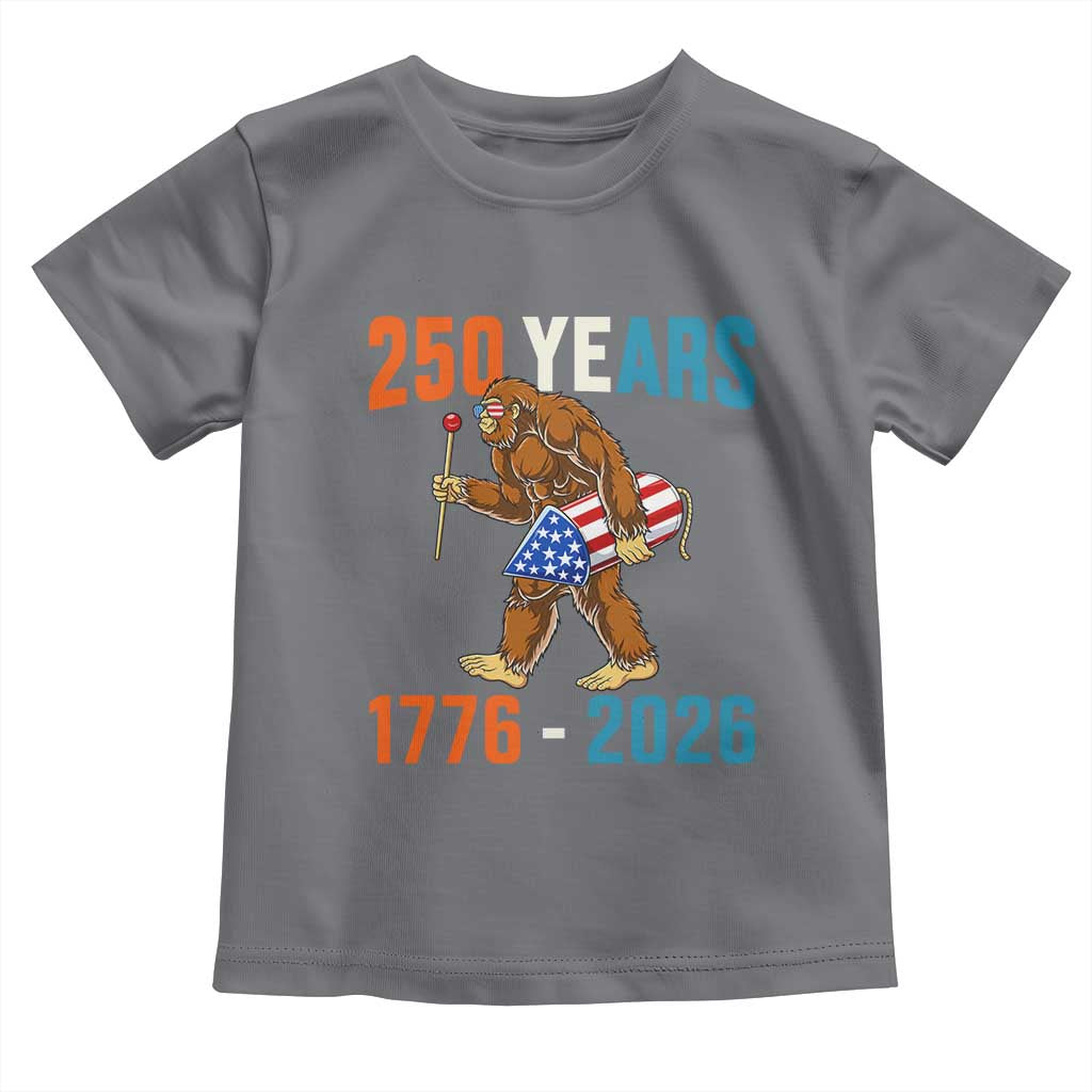Bigfoot America 250 Toddler T Shirt Funny Sasquatch American Flag Fireworks Fourth of July