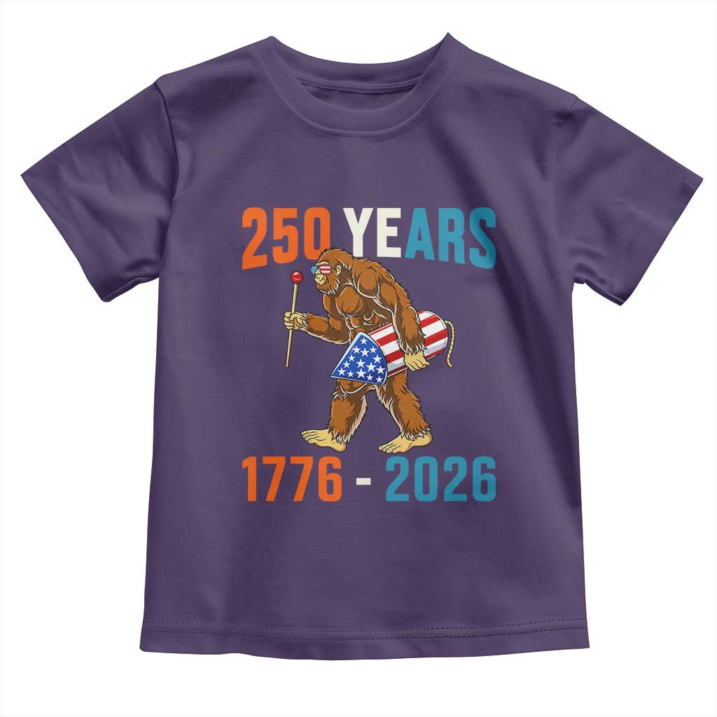 Bigfoot America 250 Toddler T Shirt Funny Sasquatch American Flag Fireworks Fourth of July