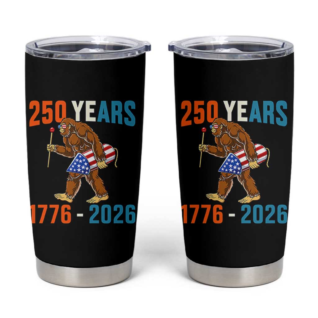 Bigfoot America 250 Tumbler Cup Funny Sasquatch American Flag Fireworks Fourth of July