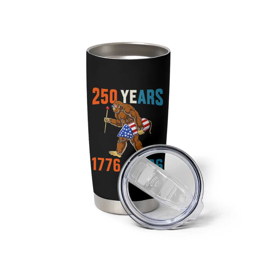 Bigfoot America 250 Tumbler Cup Funny Sasquatch American Flag Fireworks Fourth of July