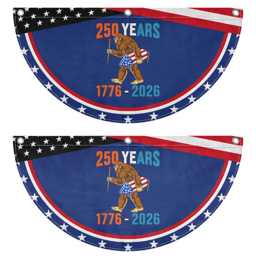 250th Anniversary USA Bigfoot Patriotic Fan Flag Funny Sasquatch American Flag Fireworks Fourth of July