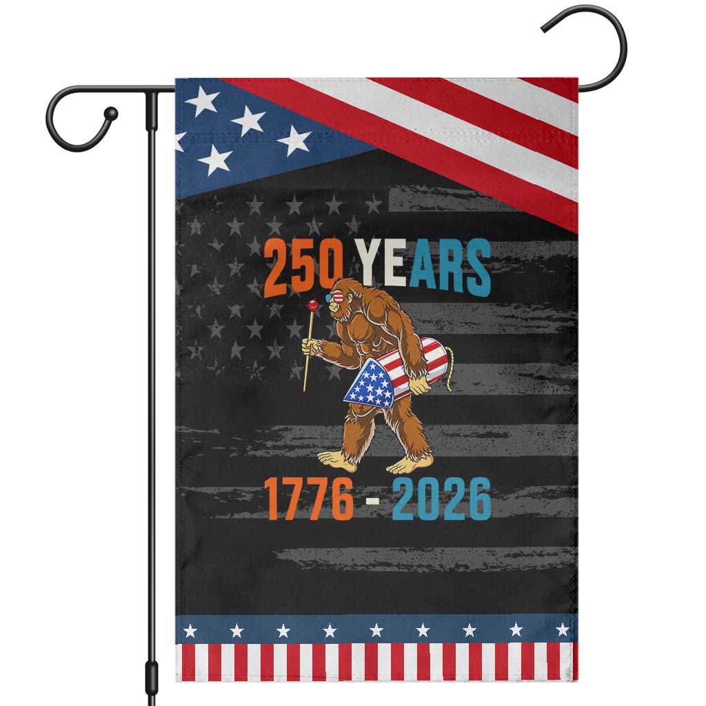 Bigfoot America 250 Patriotic Garden Flag Funny Sasquatch American Flag Fireworks Fourth of July