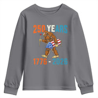 Bigfoot America 250 Youth Sweatshirt Funny Sasquatch American Flag Fireworks Fourth of July