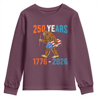 Bigfoot America 250 Youth Sweatshirt Funny Sasquatch American Flag Fireworks Fourth of July
