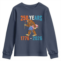 Bigfoot America 250 Youth Sweatshirt Funny Sasquatch American Flag Fireworks Fourth of July