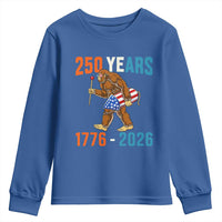 Bigfoot America 250 Youth Sweatshirt Funny Sasquatch American Flag Fireworks Fourth of July