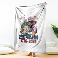 America 250th Fishing Throw Blanket Patriotic Bass Fish American Flag