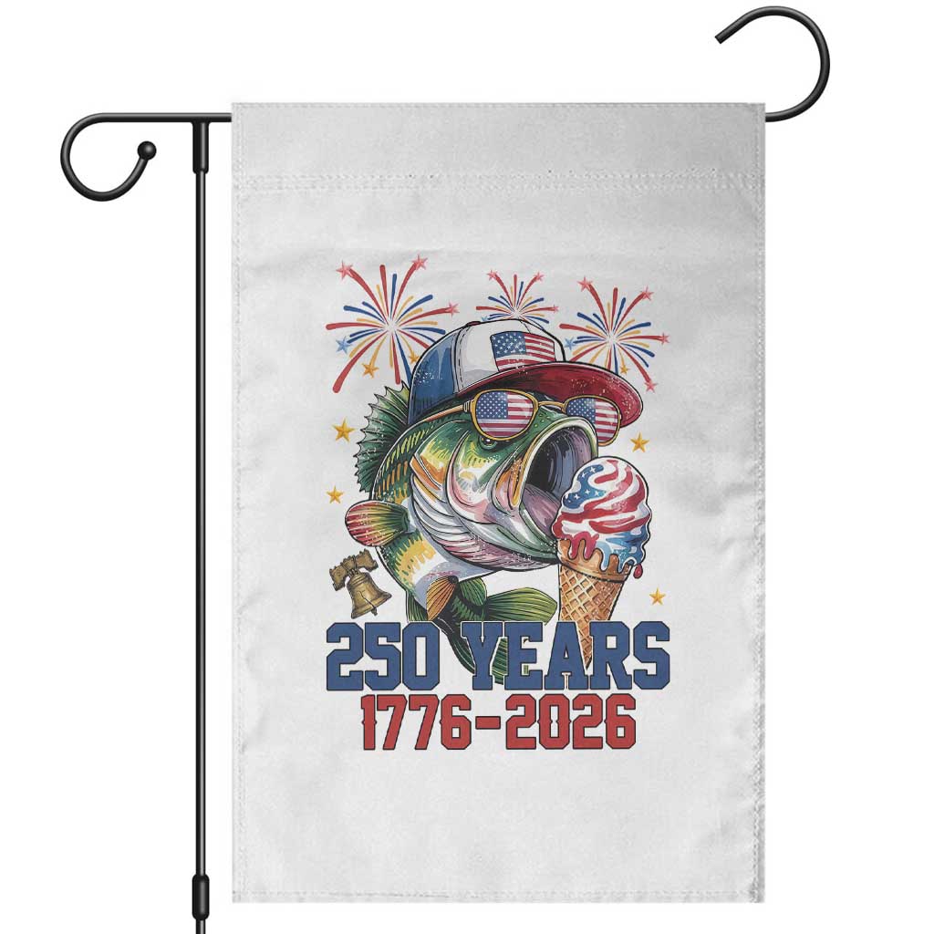 America 250th Fishing Garden Flag Patriotic Bass Fish American Flag