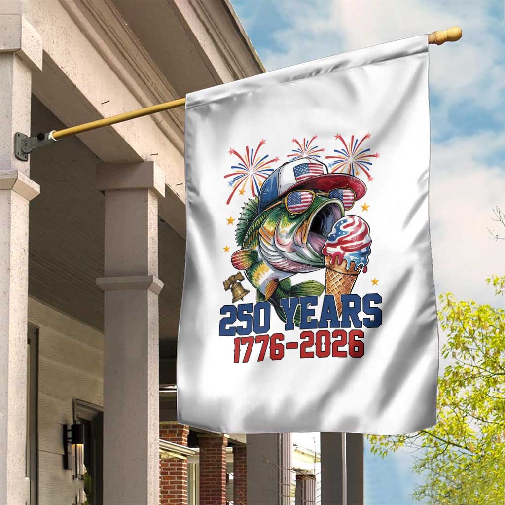 America 250th Fishing Garden Flag Patriotic Bass Fish American Flag