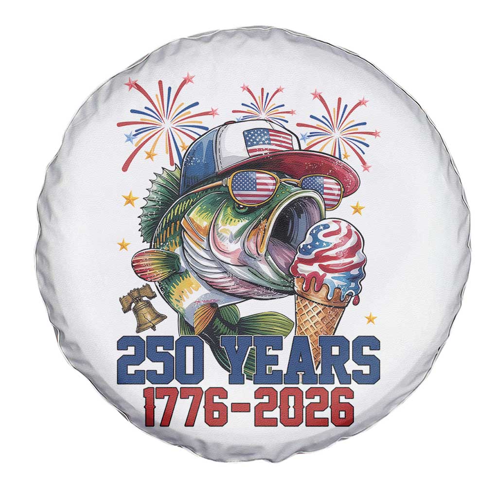 America 250th Fishing Spare Tire Cover Patriotic Bass Fish American Flag