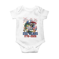 America 250th Fishing Baby Onesie Patriotic Bass Fish American Flag