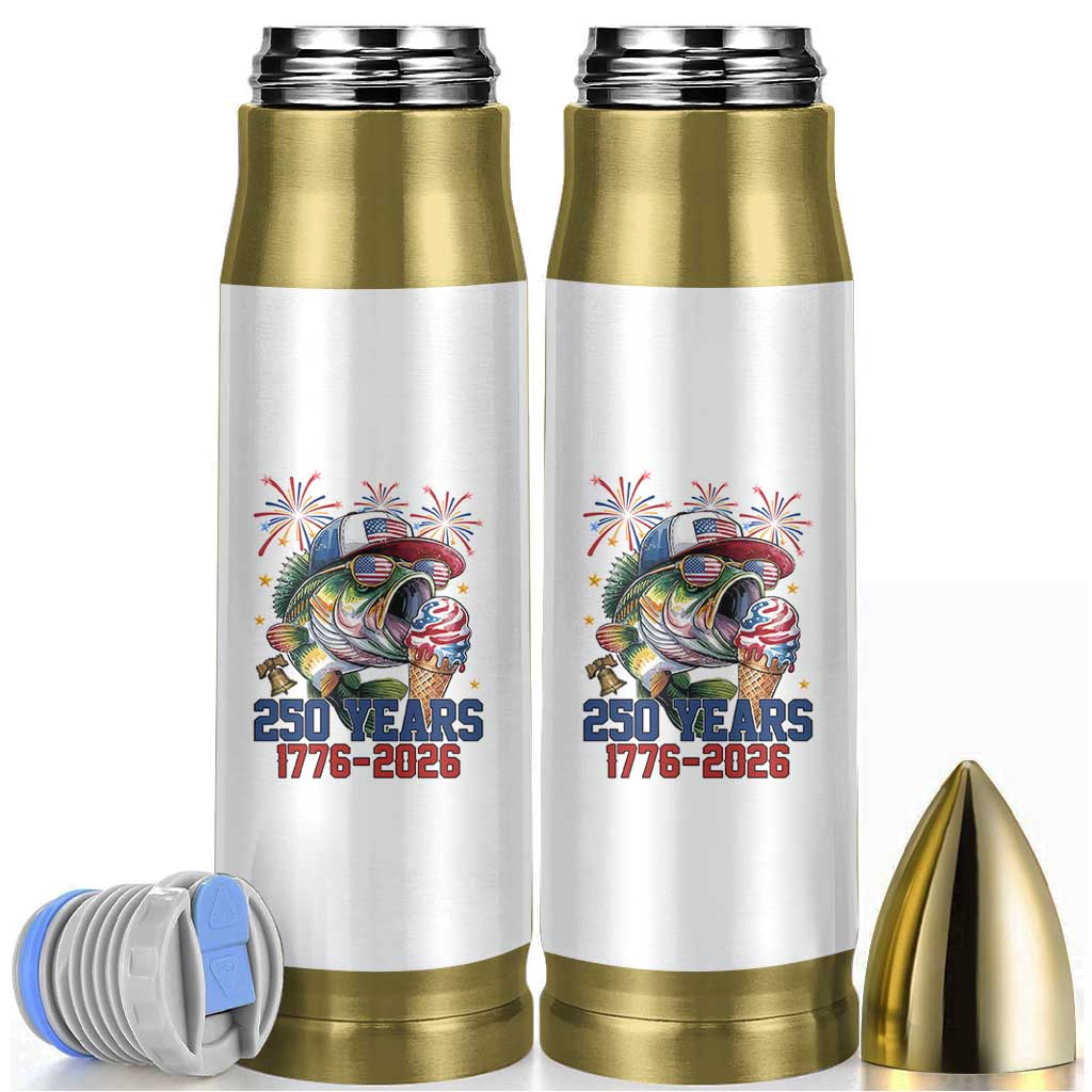 America 250th Fishing Bullet Tumbler Patriotic Bass Fish American Flag