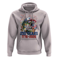 America 250th Fishing Hoodie Patriotic Bass Fish American Flag