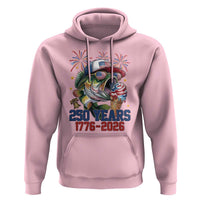 America 250th Fishing Hoodie Patriotic Bass Fish American Flag