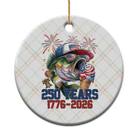 America 250th Fishing Ceramic Ornament Patriotic Bass Fish American Flag
