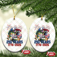 America 250th Fishing Ceramic Ornament Patriotic Bass Fish American Flag