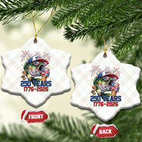 America 250th Fishing Ceramic Ornament Patriotic Bass Fish American Flag