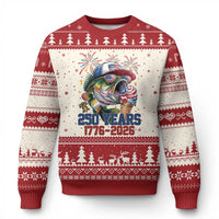 America 250th Fishing Ugly Christmas Sweater Patriotic Bass Fish American Flag
