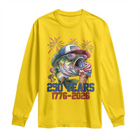 America 250th Fishing Long Sleeve Shirt Patriotic Bass Fish American Flag